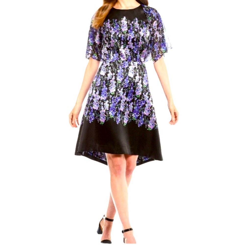 Size 4: NWOT Alex Marie Women’s Black & Purple Floral Dress